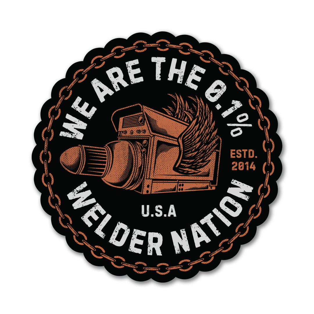 Welder Nation Big Rig Sticker in Black Chrome