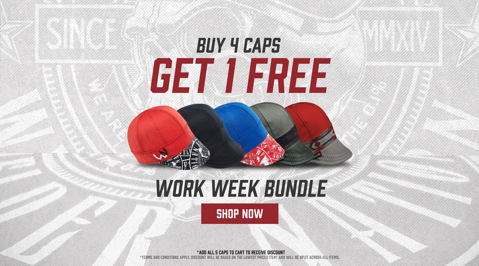Buy 4 Caps, Get 1 Free Cap - Work Week Bundle | Welder Nation