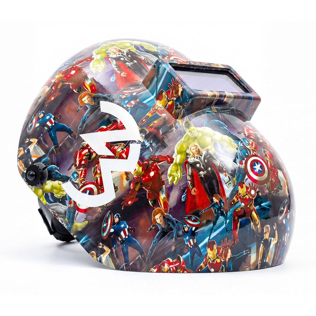 Welding Helmet with Superheroes | Welder Nation