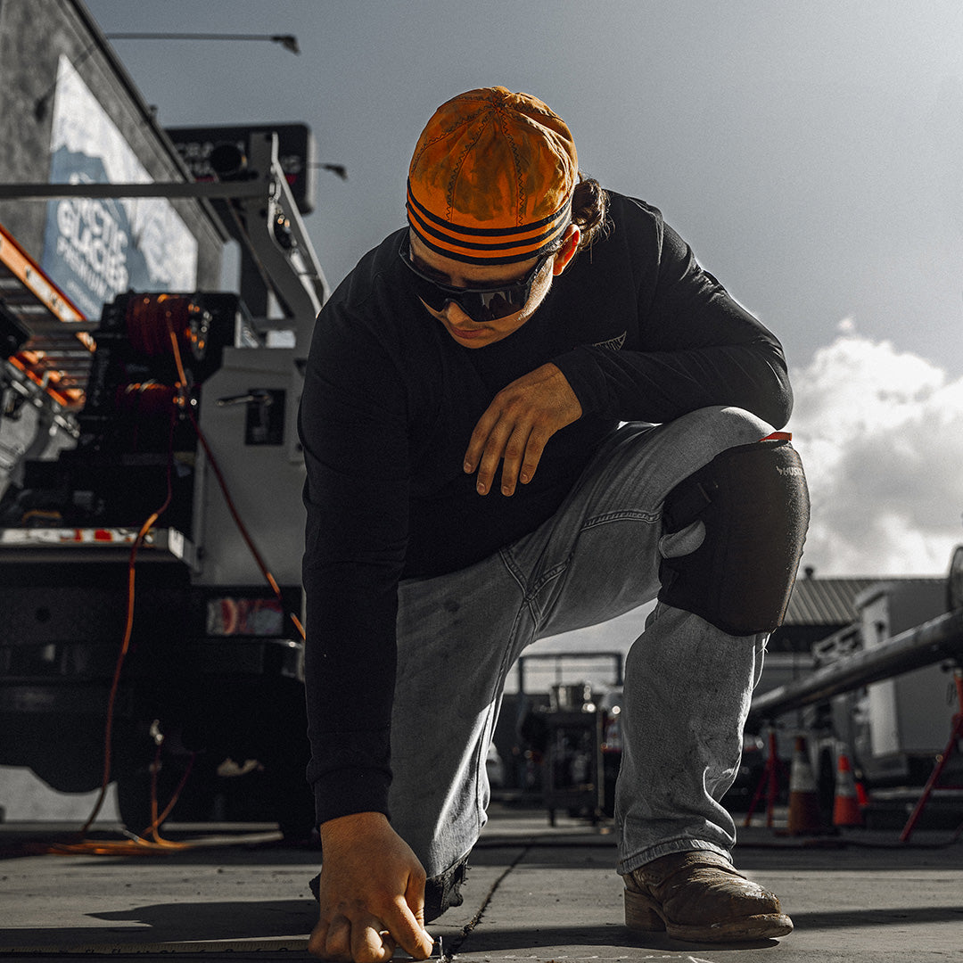Man wearing the Captain Welding Cap in Color Orange | Welder Nation