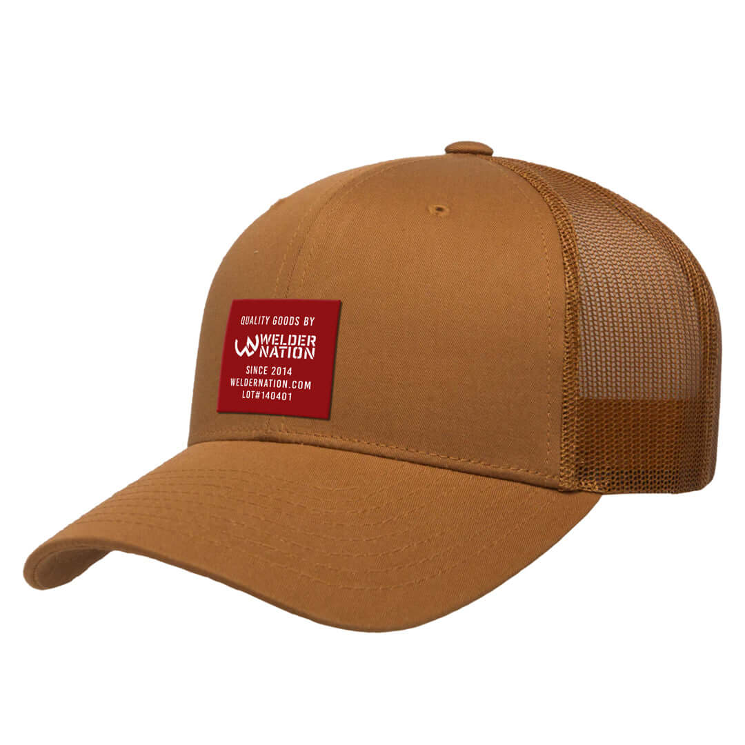Welder Nation Since 2014 Curved Brim Snapback Hat in Caramel