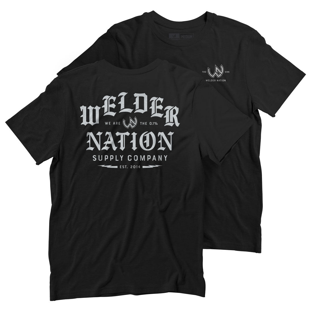 Front and Back of the Black Smith T-Shirt in Black | Welder Nation
