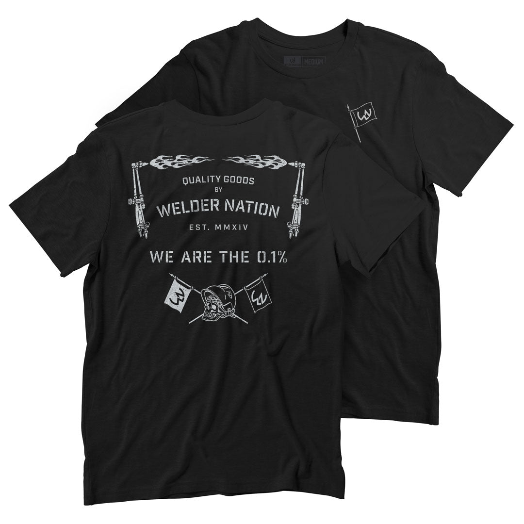 Front and Back of the Flag Nation T-Shirt in Black | Welder Nation