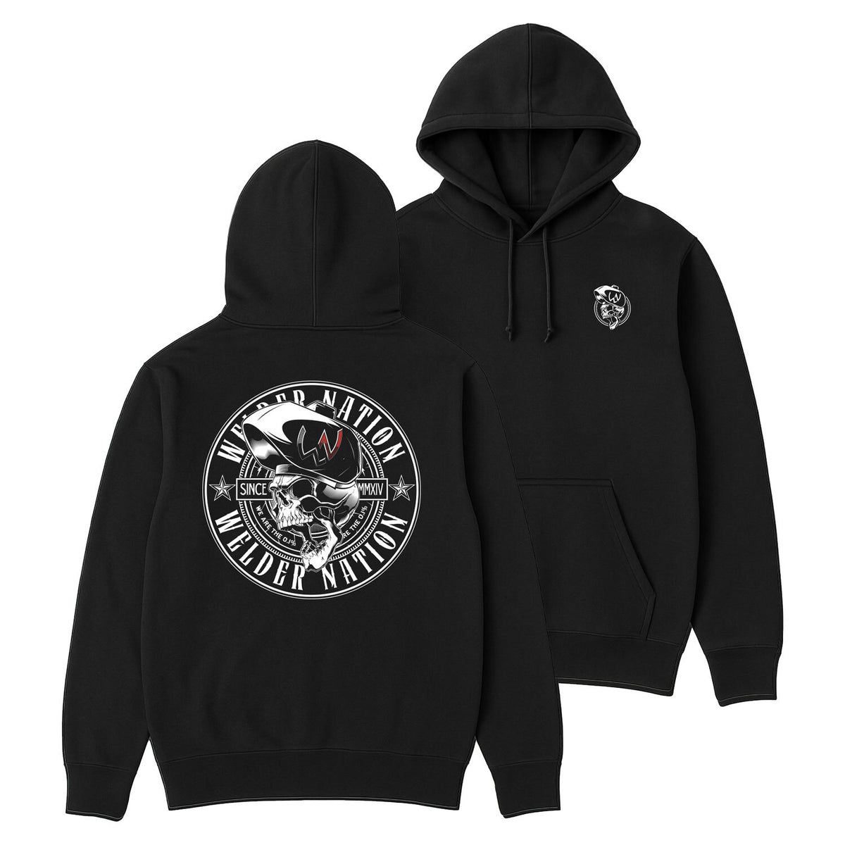 Raging 2.0 Hoodie Black Front and Back | Welder Nation