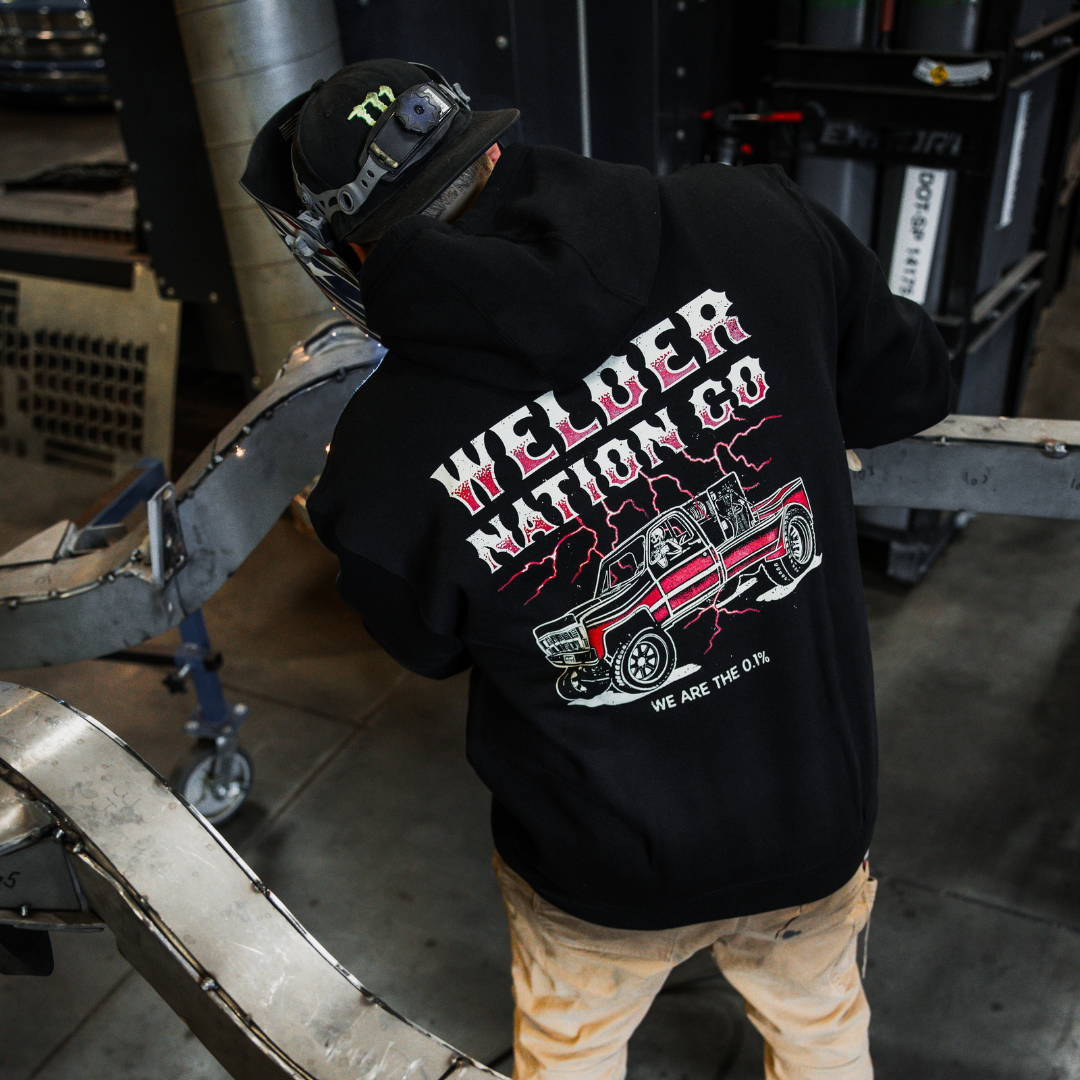 Rigged Hoodie Black Front and Back | Welder Nation