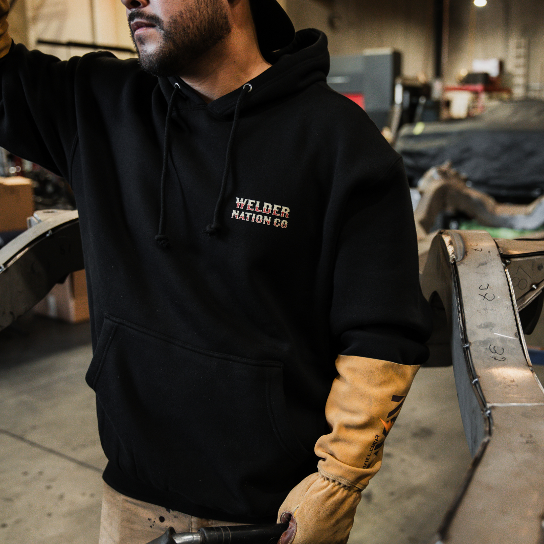 Rigged Hoodie Black Front and Back | Welder Nation