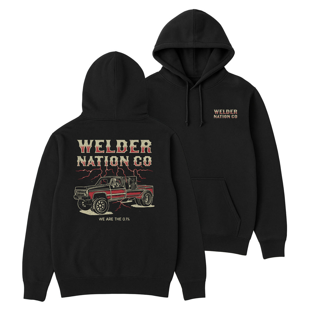 Rigged Hoodie Black Front and Back | Welder Nation