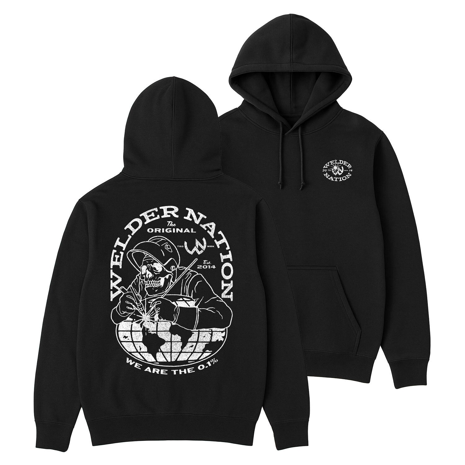 Welder World Hoodie Black Front and Back | Welder Nation