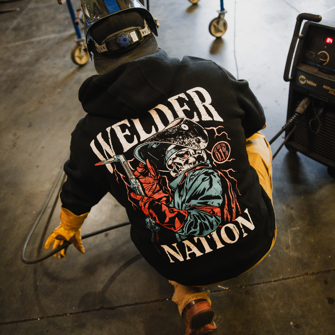 Heavy Lift Hoodie Black Front and Back | Welder Nation