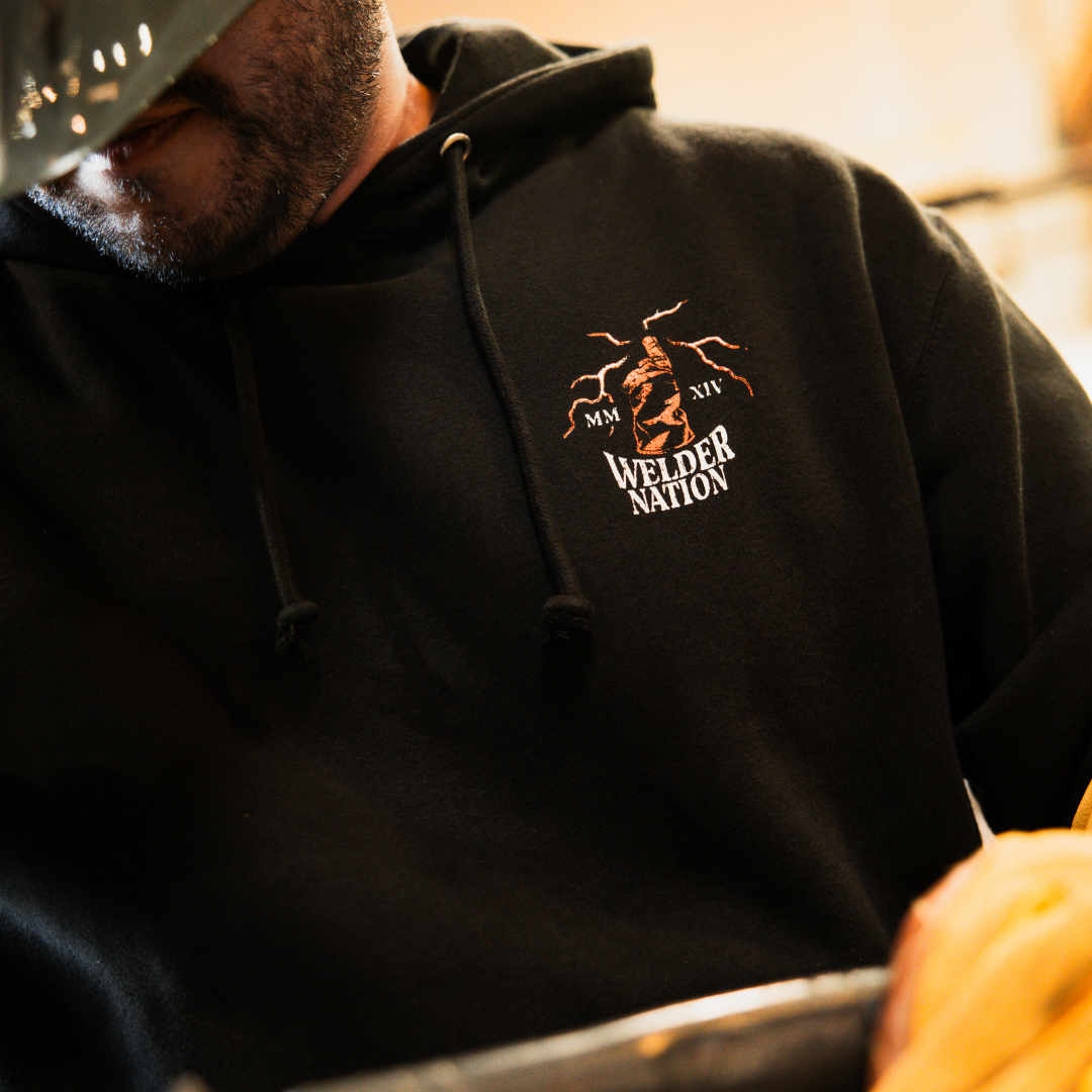 Heavy Lift Hoodie Black Front and Back | Welder Nation