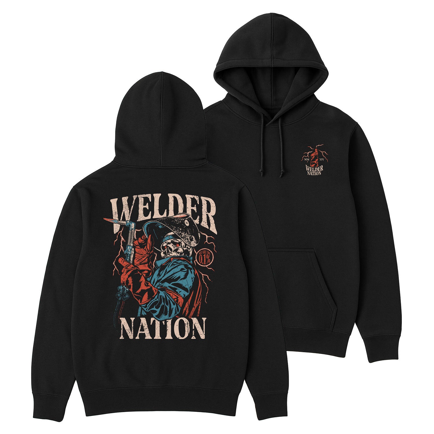 Heavy Lift Hoodie Black Front and Back | Welder Nation