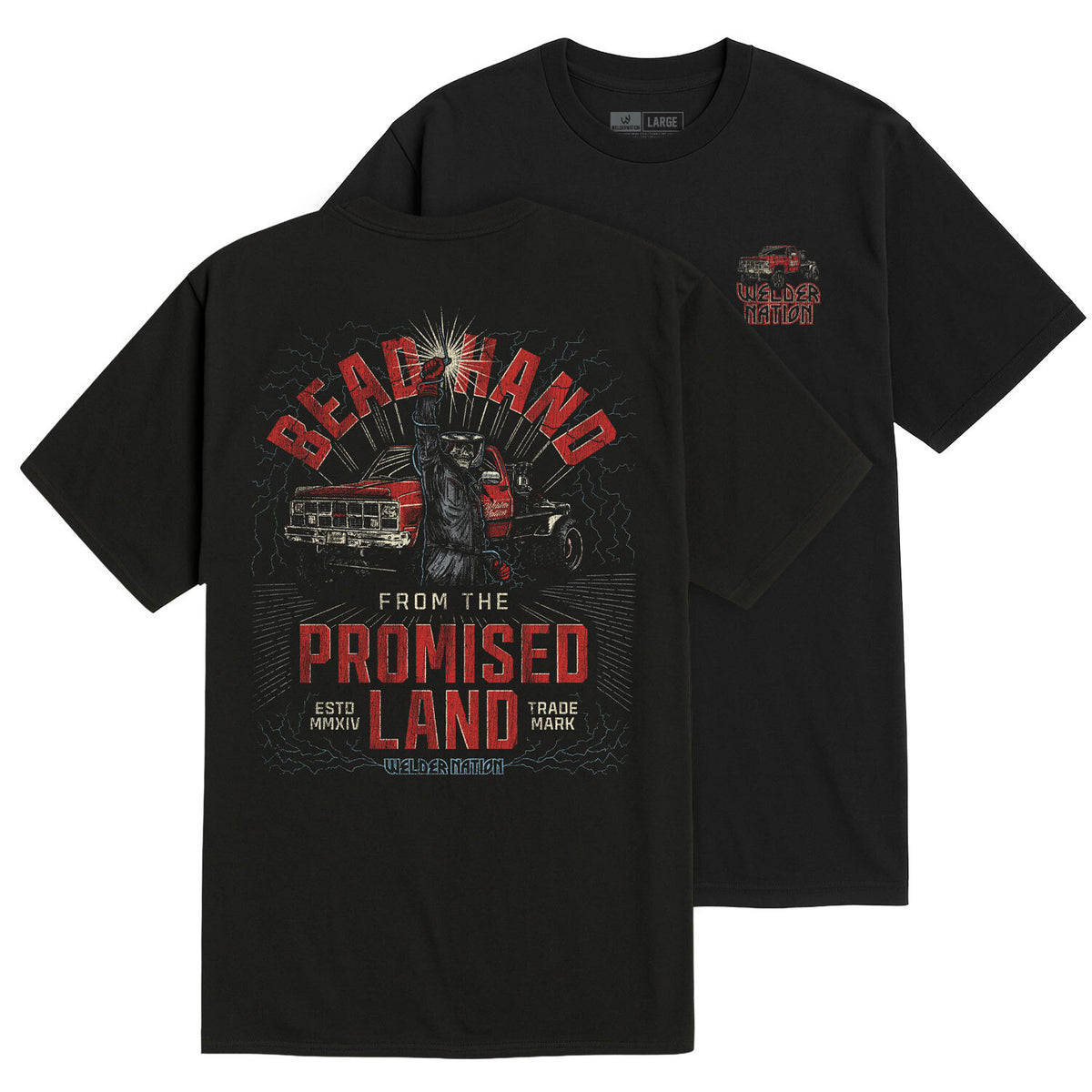 Beadhand Tee Black Front and Back | Welder Nation