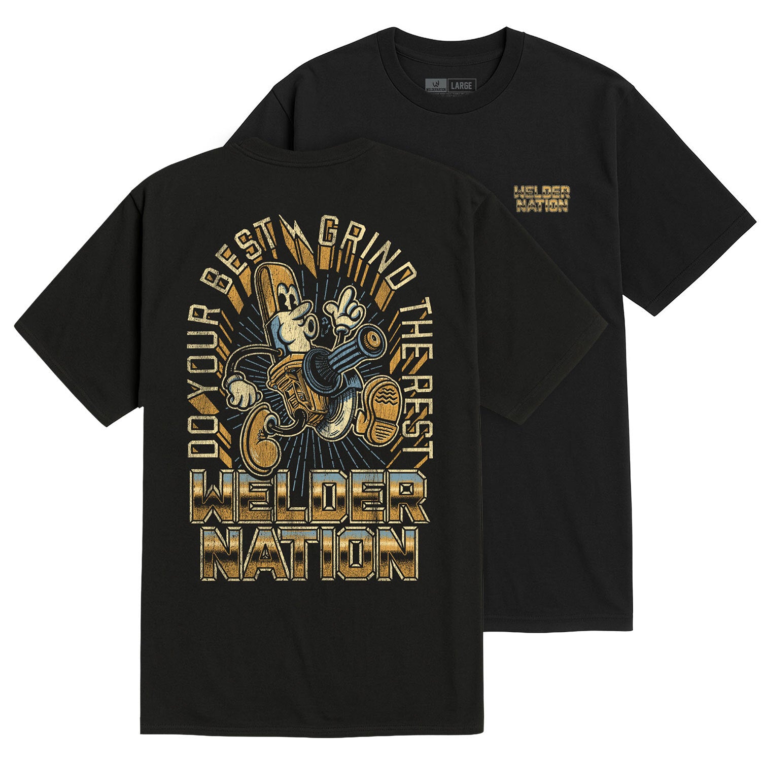 Grinder Tee Black Front and Back | Welder Nation
