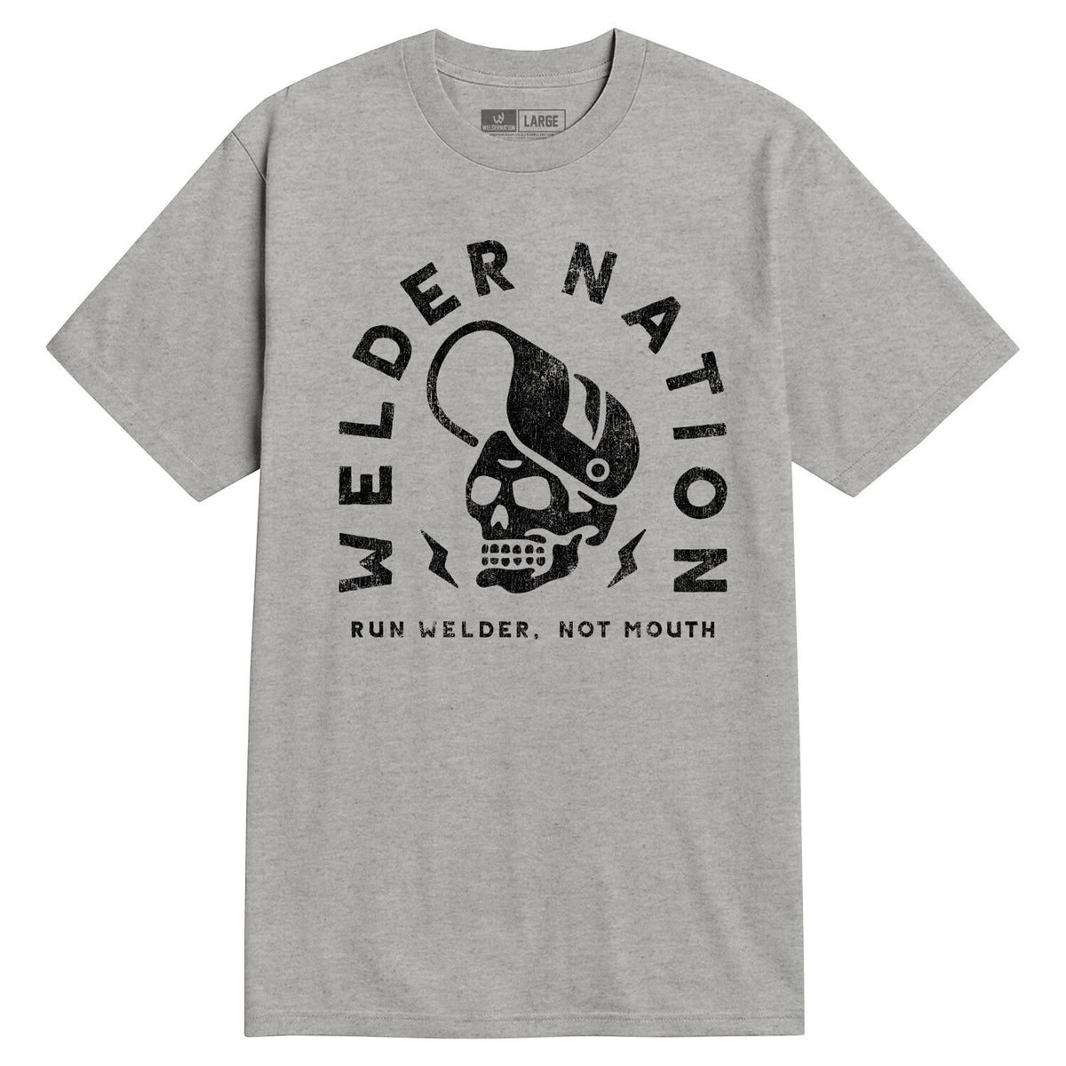 Welder Warning Tee Oatmeal Heather Front | Welder Nation