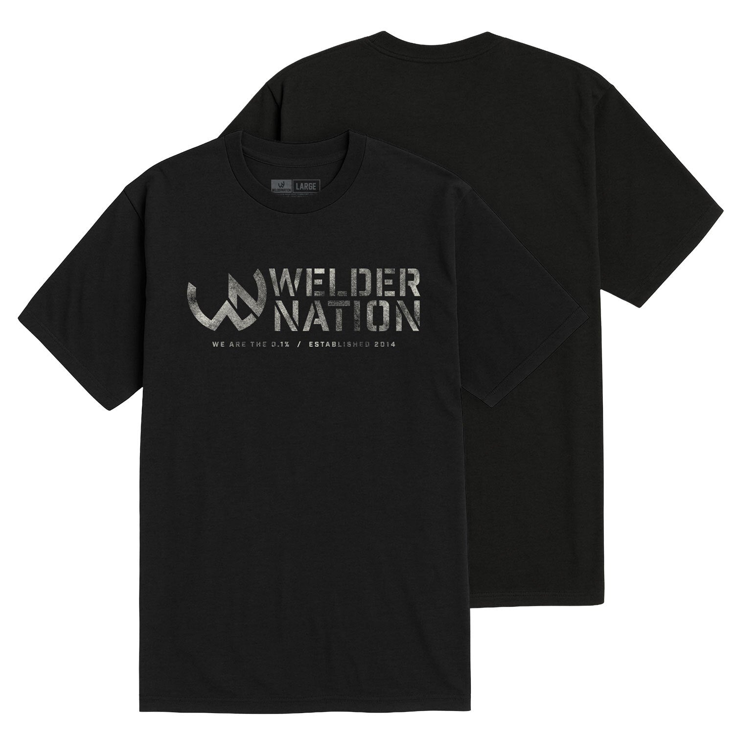 WN Logo Tee Black Heather Front and Back | Welder Nation