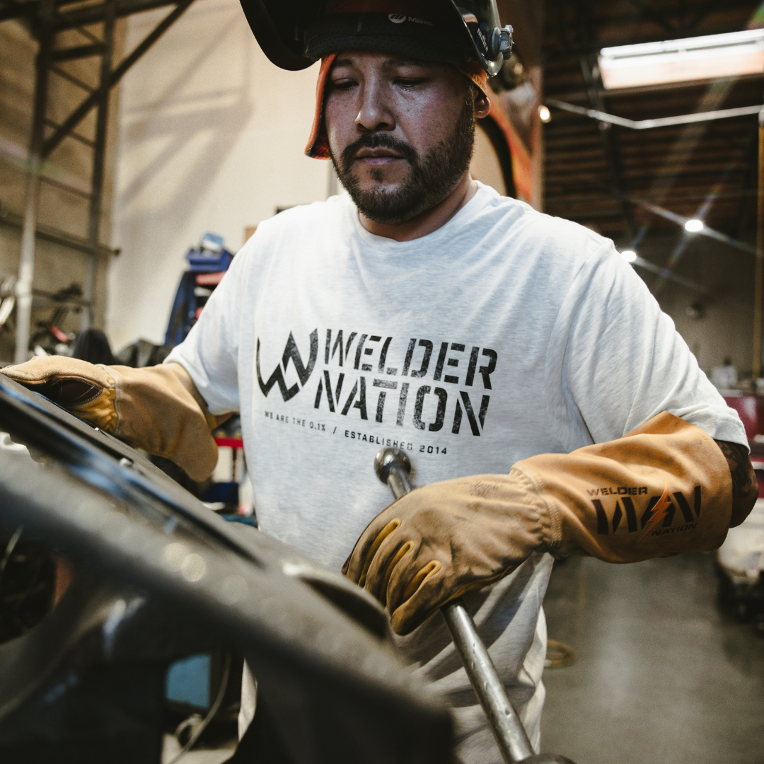 WN Logo Tee Oatmeal Heather Front and Back | Welder Nation