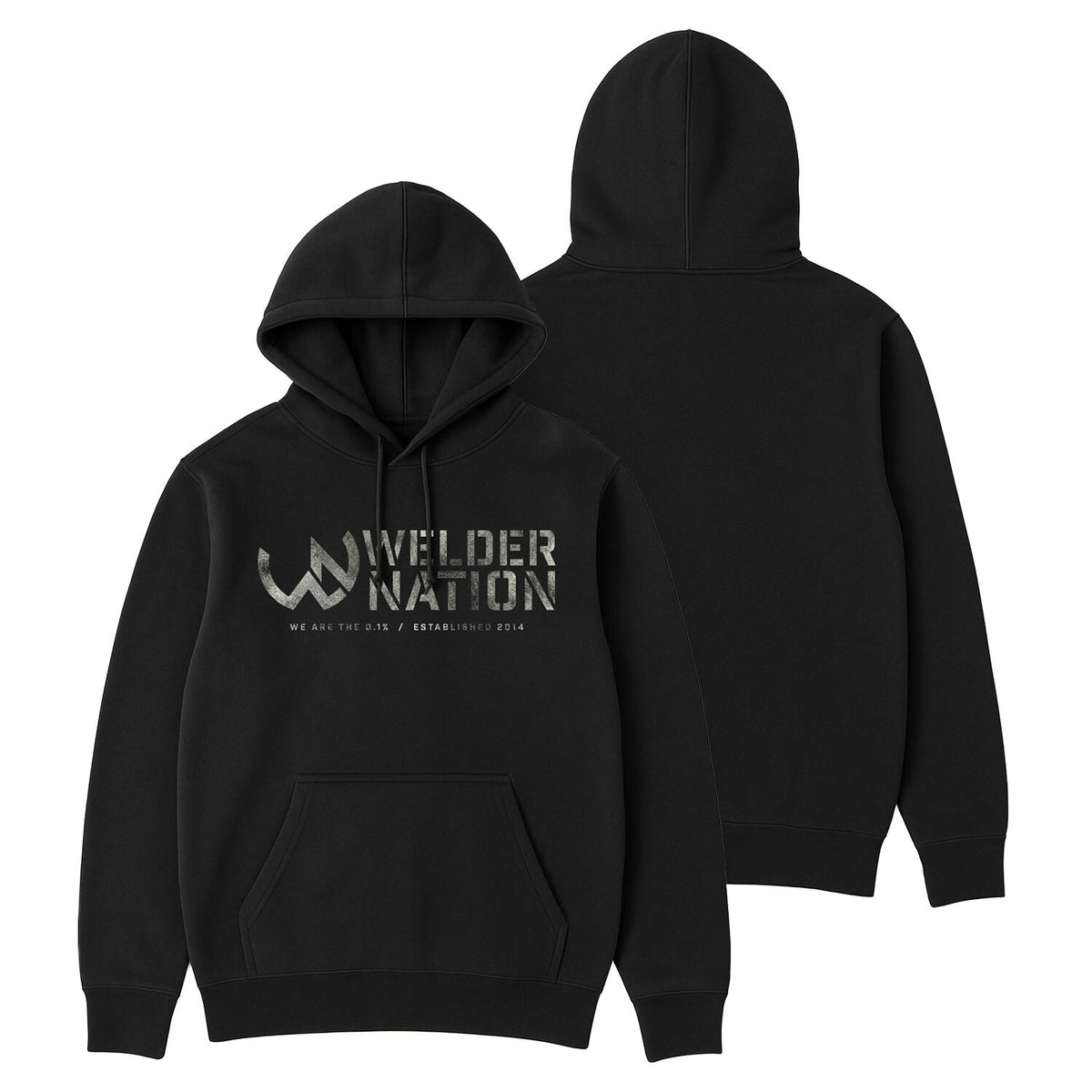 WN Logo Hoodie Black Front and Back | Welder Nation