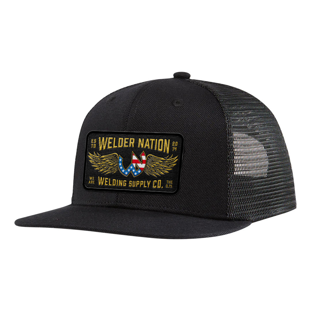 Winger Flat Brim Trucker Hat front | Welder Nation